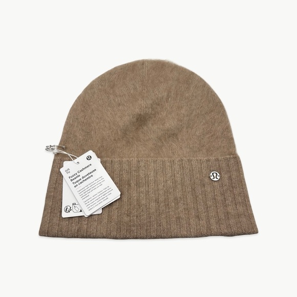 lululemon athletica Accessories - Lululemon 100% Cashmere Fuzzy Beanie OS Heathered Nutmeg Cozy Minimal NWT